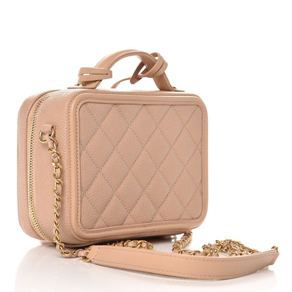Chanel Caviar Quilted Small CC Filigree Vanity Case Beige 4 of 8