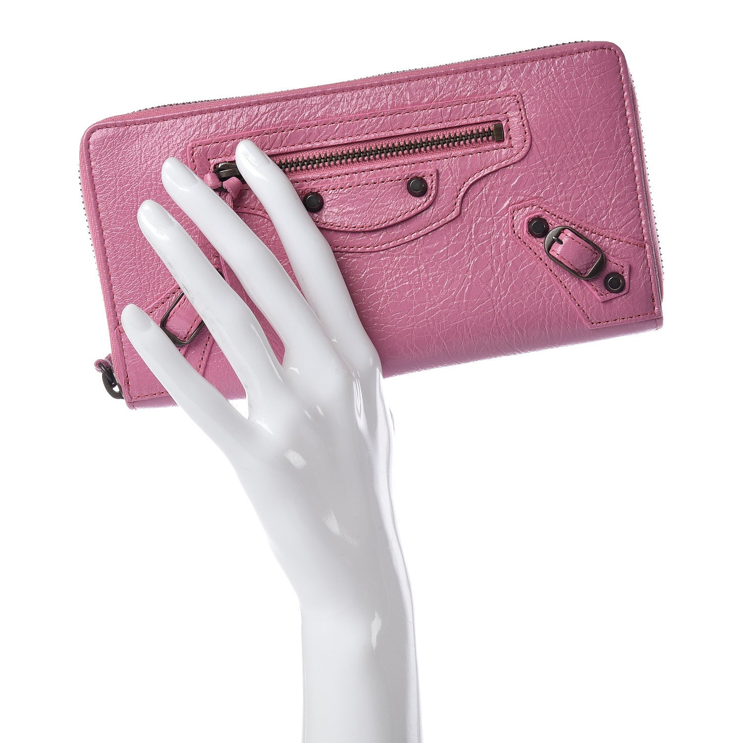 Balenciaga Agneau Classic Hardware Continental Zip Around Wallet Rose Guimauve 2 of 8
