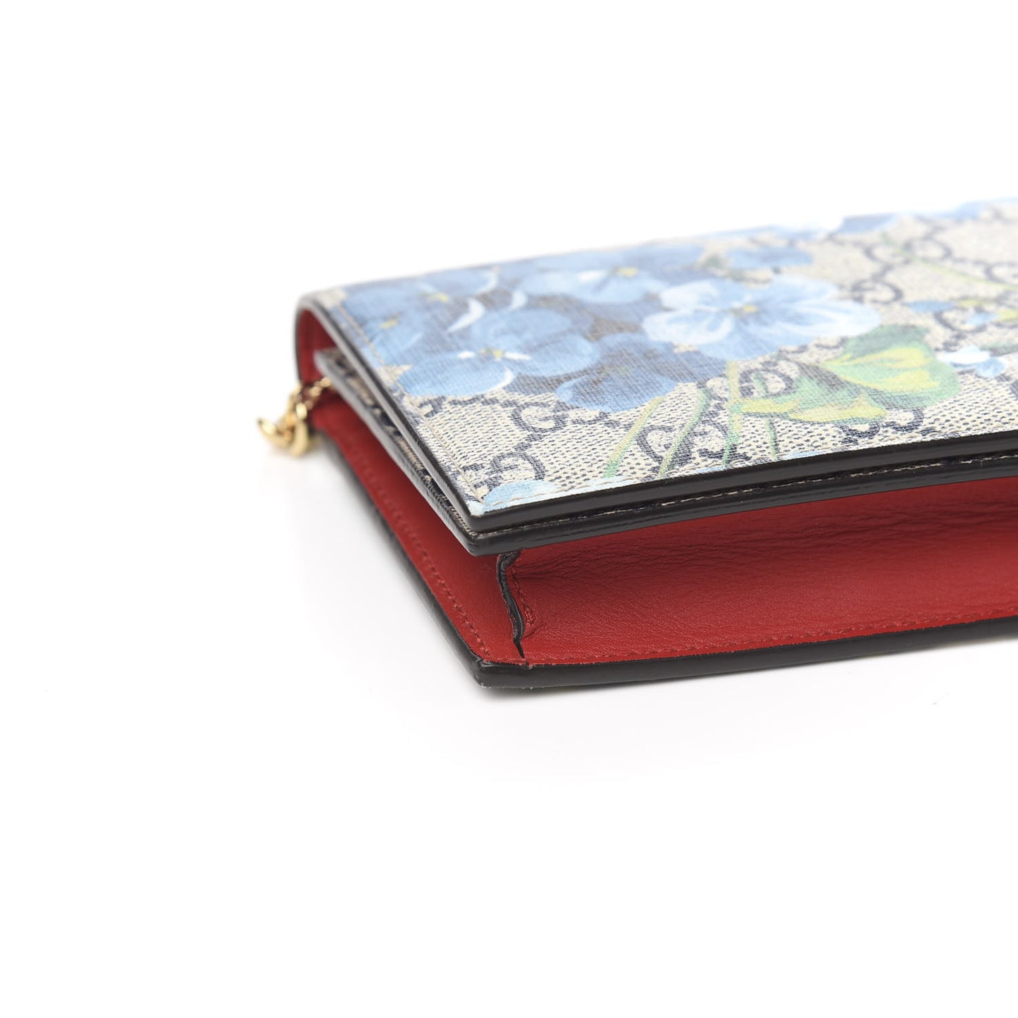 GG Supreme Monogram Blooms Chain Wallet Blue