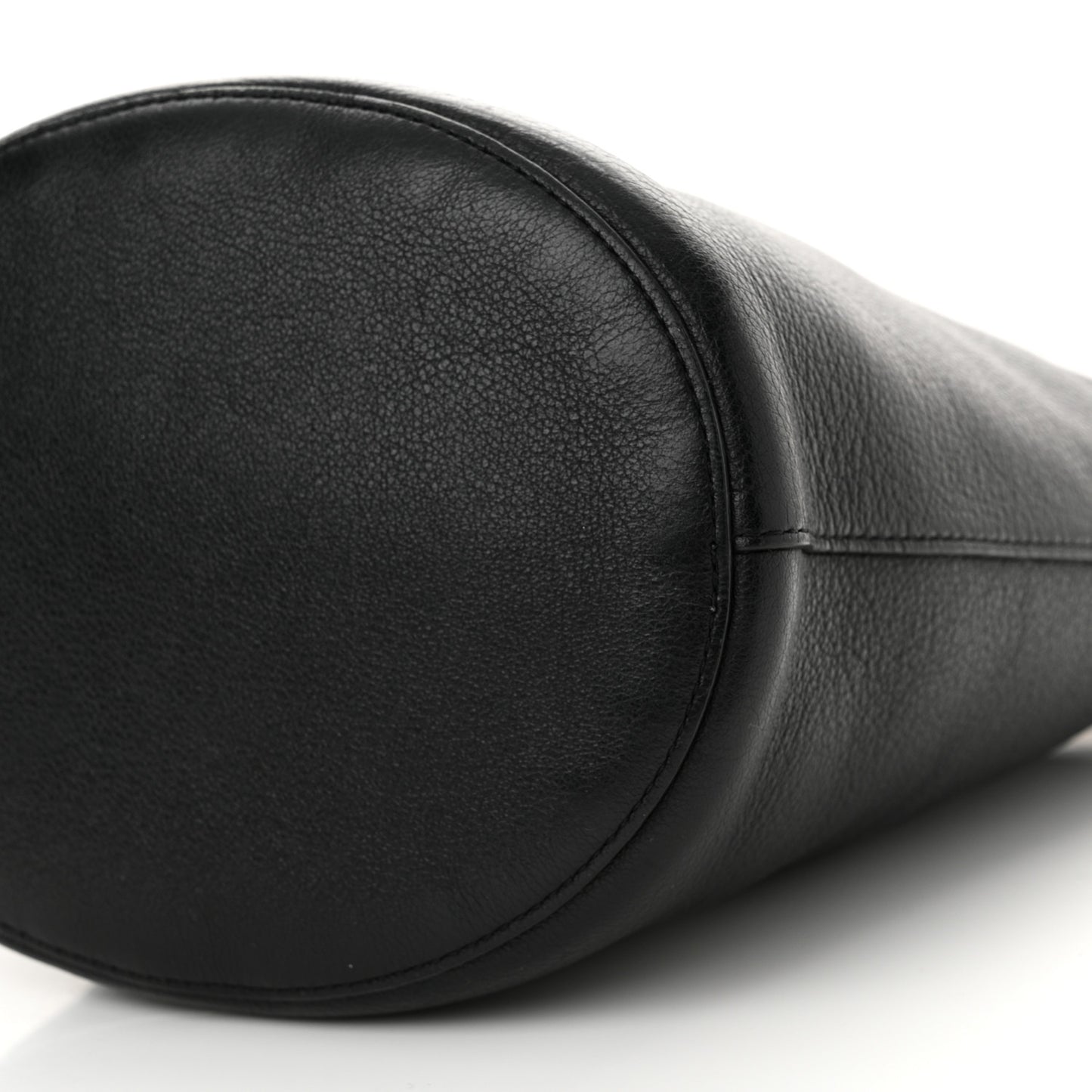 Pebbled Calfskin Zip Bucket Bag Black