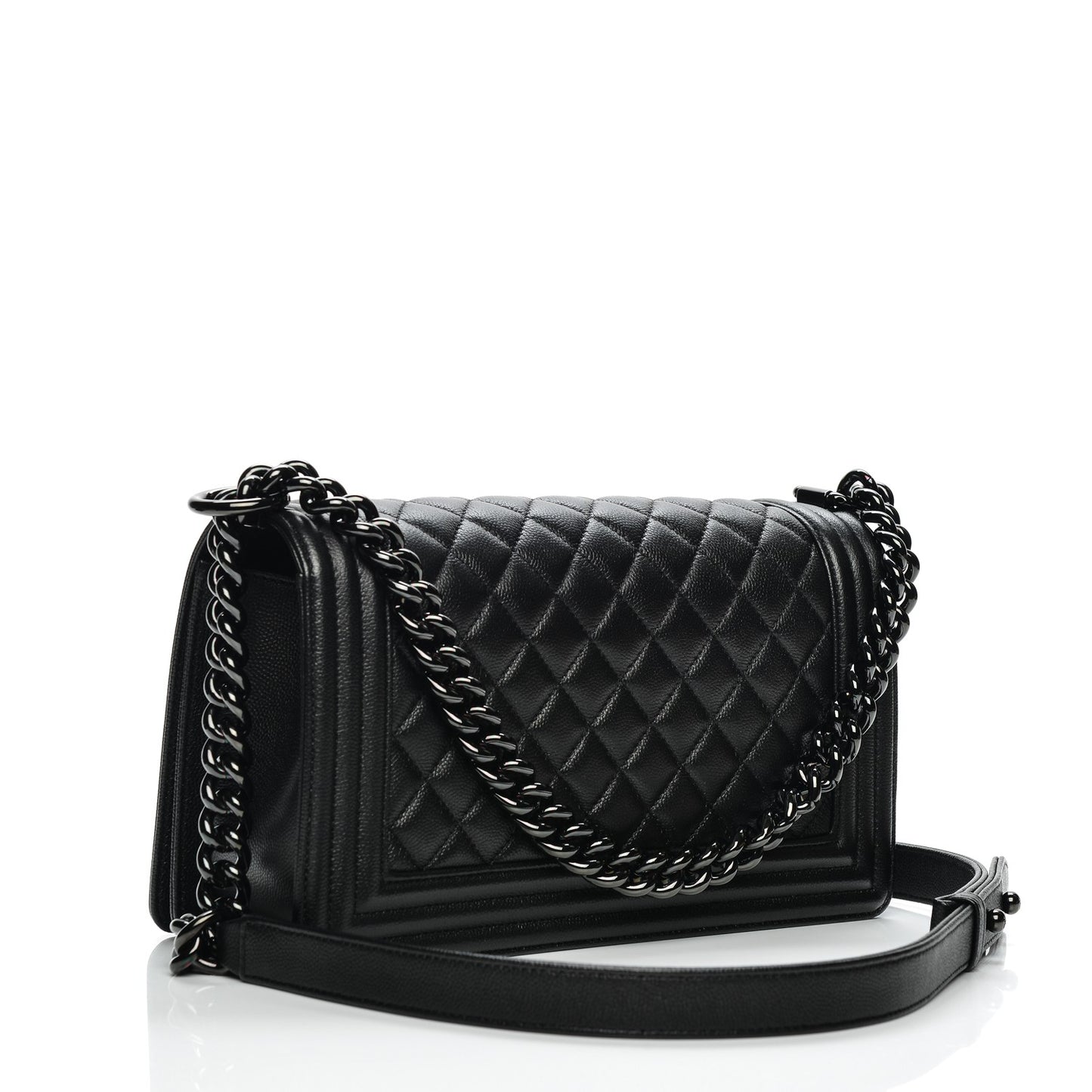 Caviar Quilted Medium Boy Flap So Black