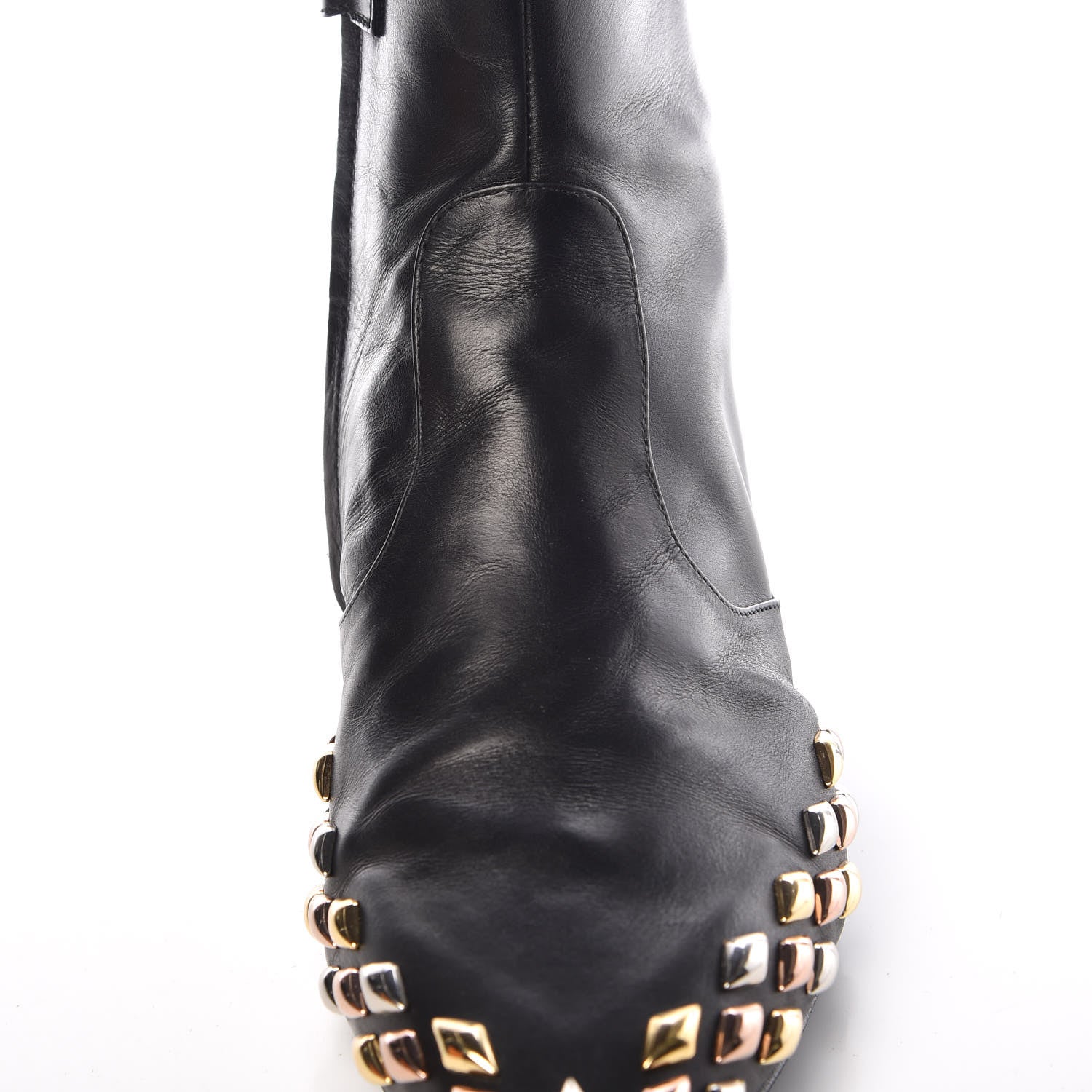 Louis Vuitton Calfskin Studded Gold Rush Flat Ankle Boots 39 Black 12 of 14