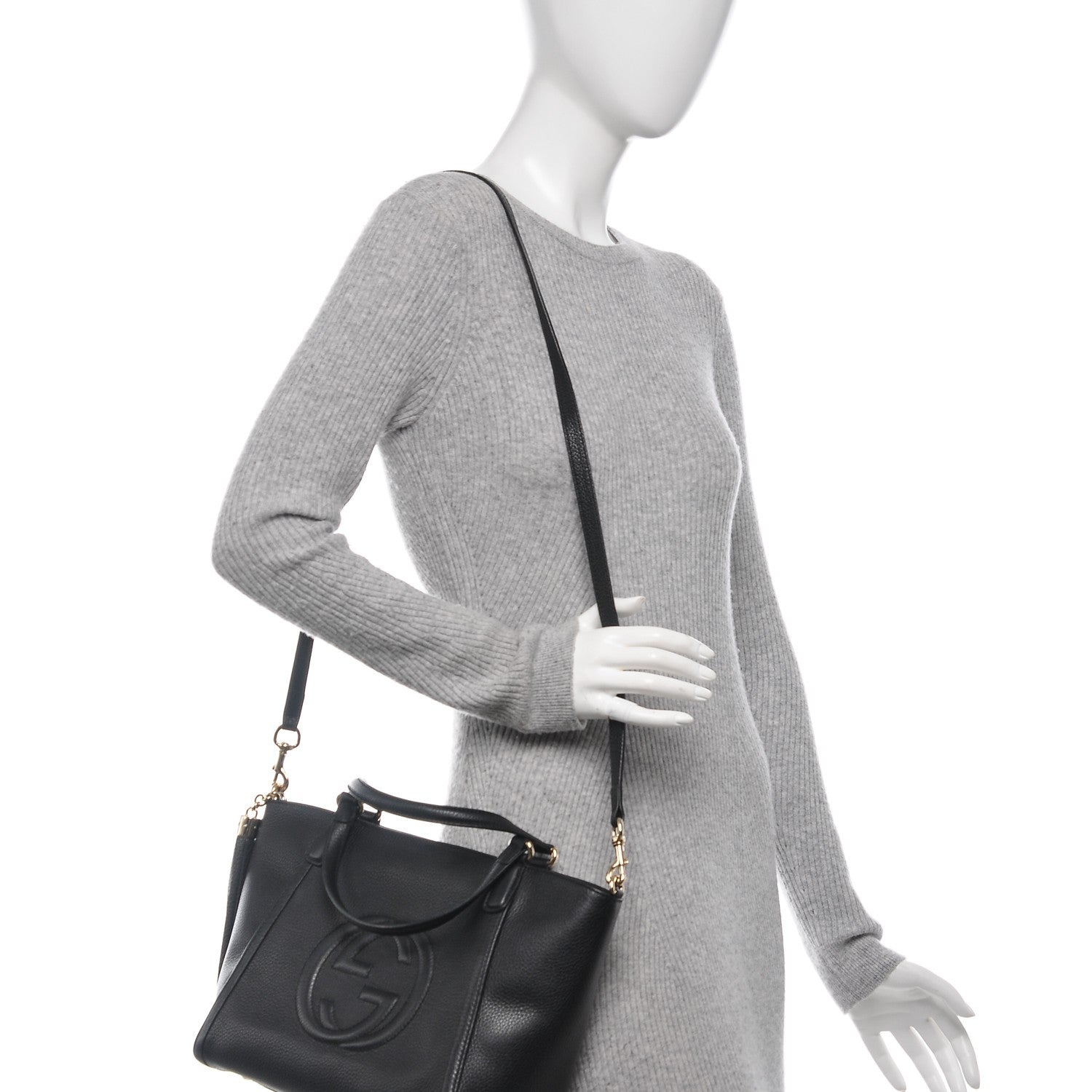 Gucci Pebbled Calfskin Small Soho Top Handle Bag Black 2 of 7