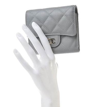 Chanel Caviar Quilted Compact Flap Wallet Grey 2 of 9