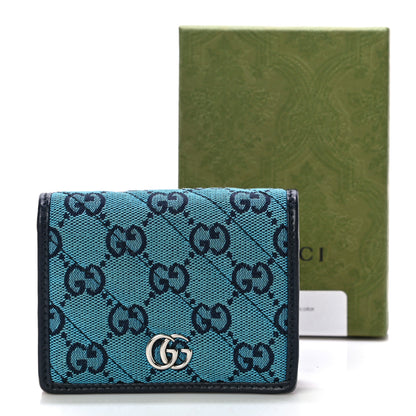 Gucci Monogram Multicolor Matelasse Diagonal GG Marmont Card Case Wallet Light Blue Pink Blue Hibiscus Red 10 of 10