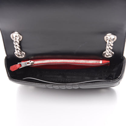Prada Soft Calf Impunture Medium Diagramme Flap Black 5 of 9