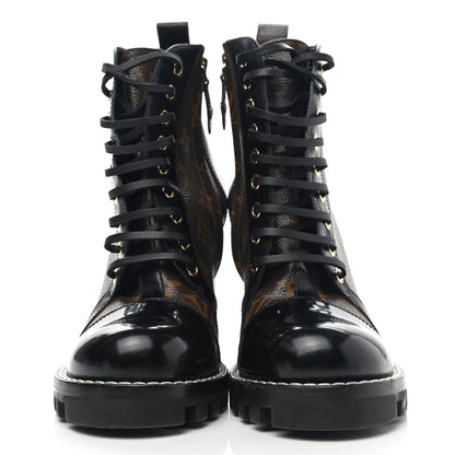 Louis Vuitton Patent Calfskin Monogram Star Trail Ankle Boots 38.5 Black 2 of 10