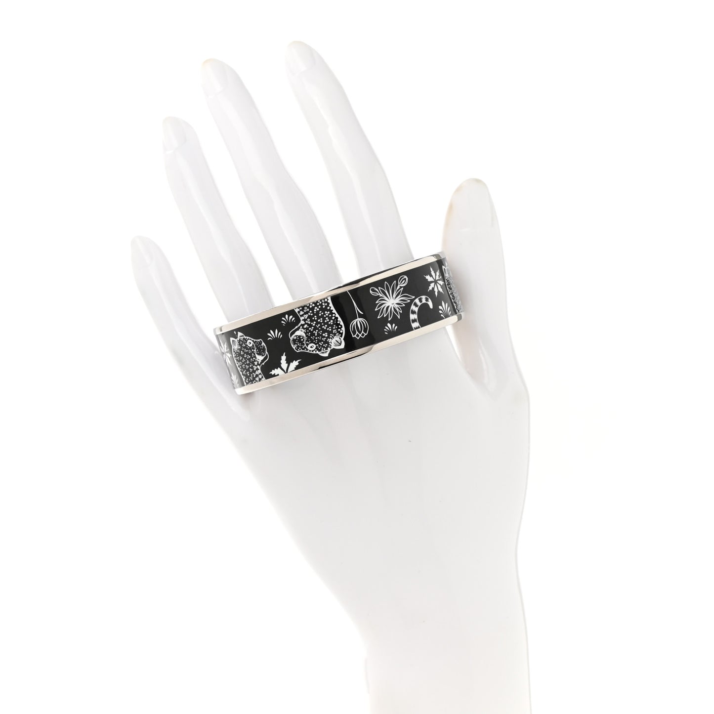 Enamel Printed Wide Les Leopards Positif Negatif Bracelet 65 Black