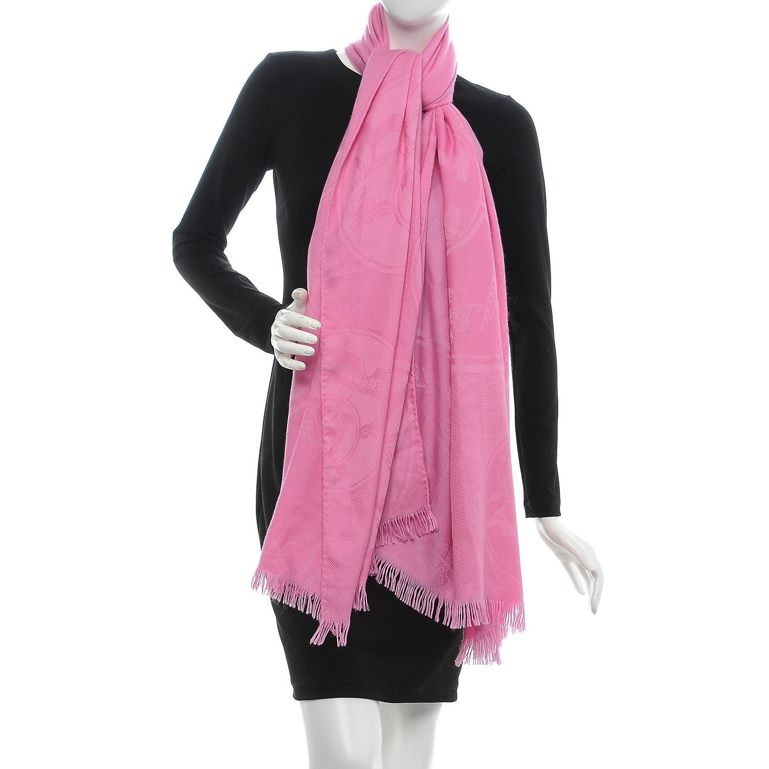 Hermes Cashmere Silk New Libris Stole Rose Bonbon 2 of 5
