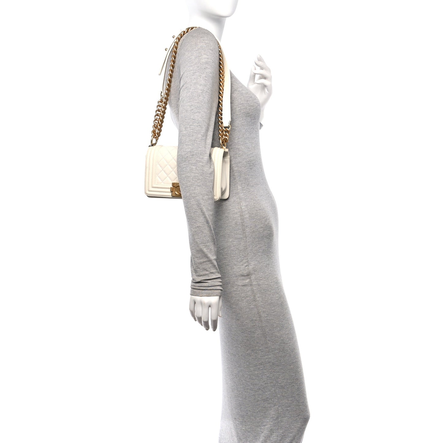 Caviar Quilted Small Boy Flap White