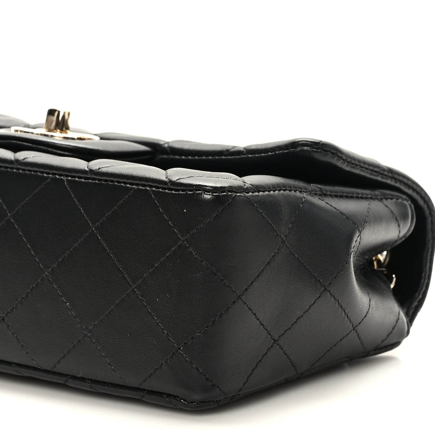Lambskin Quilted Mini Rectangular Flap Black