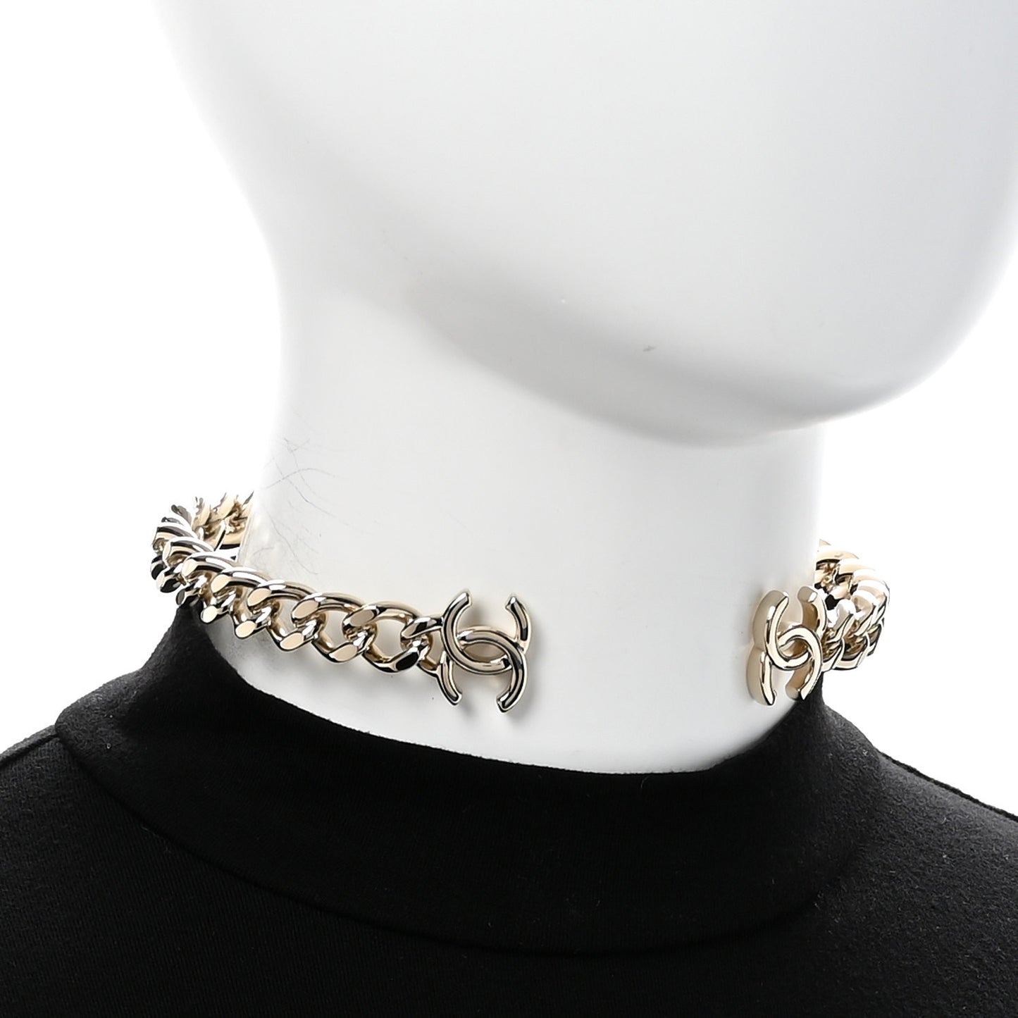 Metal CC Chain Link Choker Necklace M Gold