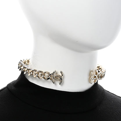 Chanel Metal CC Chain Link Choker Necklace M Gold 2 of 7