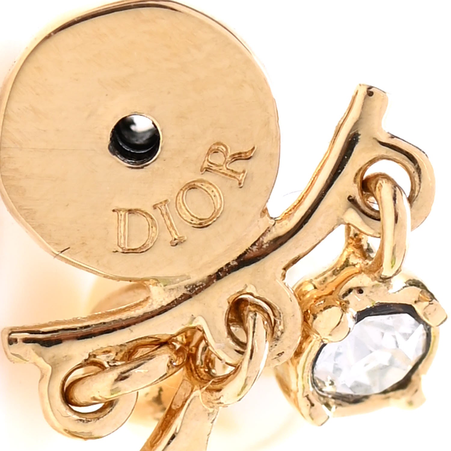 Christian Dior Pearl Crystal Dio(r)evolution Earrings Aged Gold 4 of 5