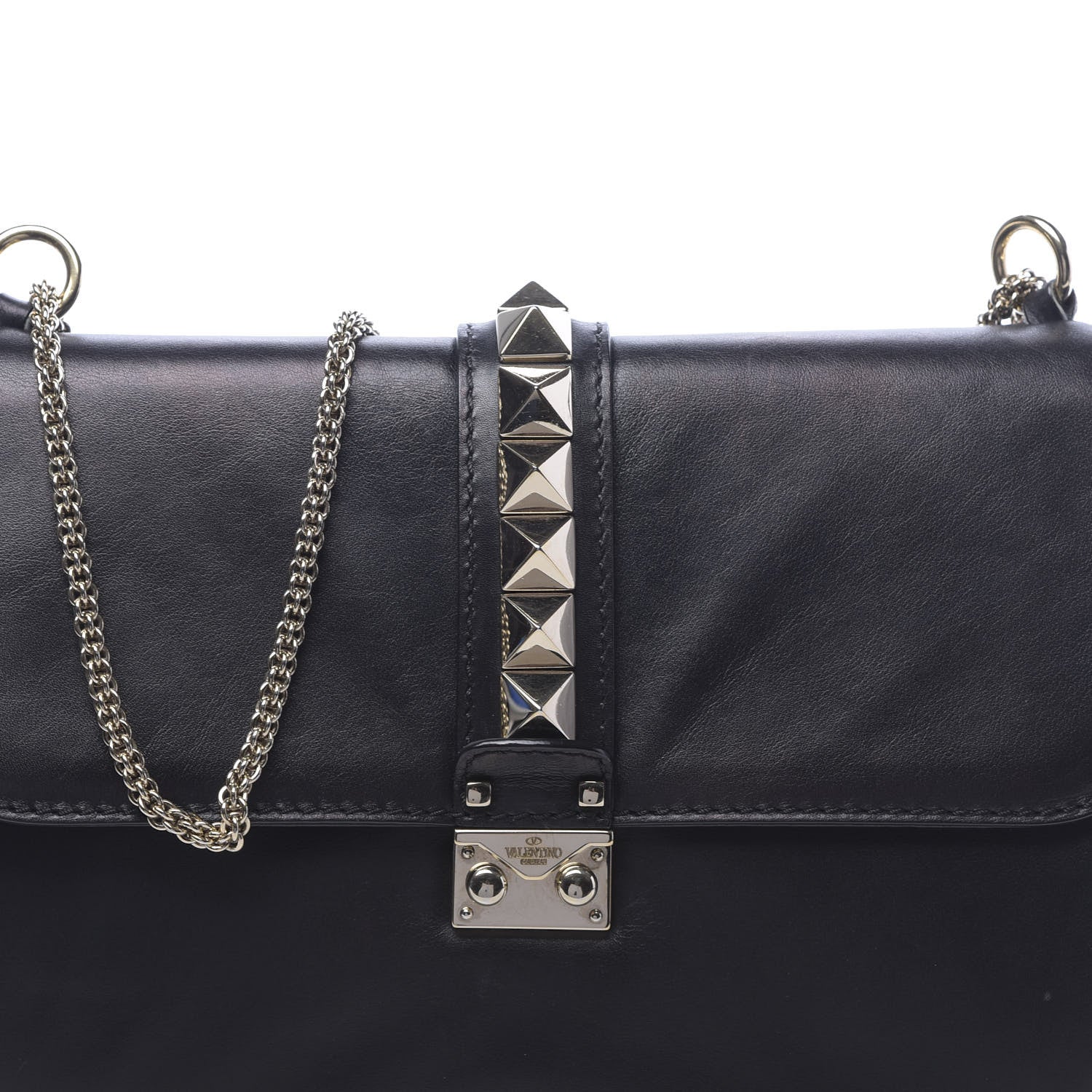 Valentino Garavani Vitello Medium Glam Lock Rockstud Flap Black 10 of 12