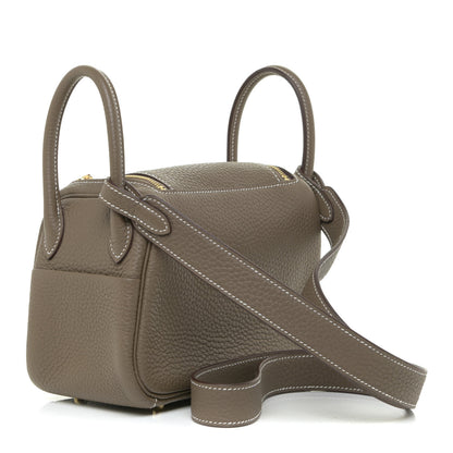 Hermes Taurillon Clemence Mini Lindy 20 Etoupe 3 of 12