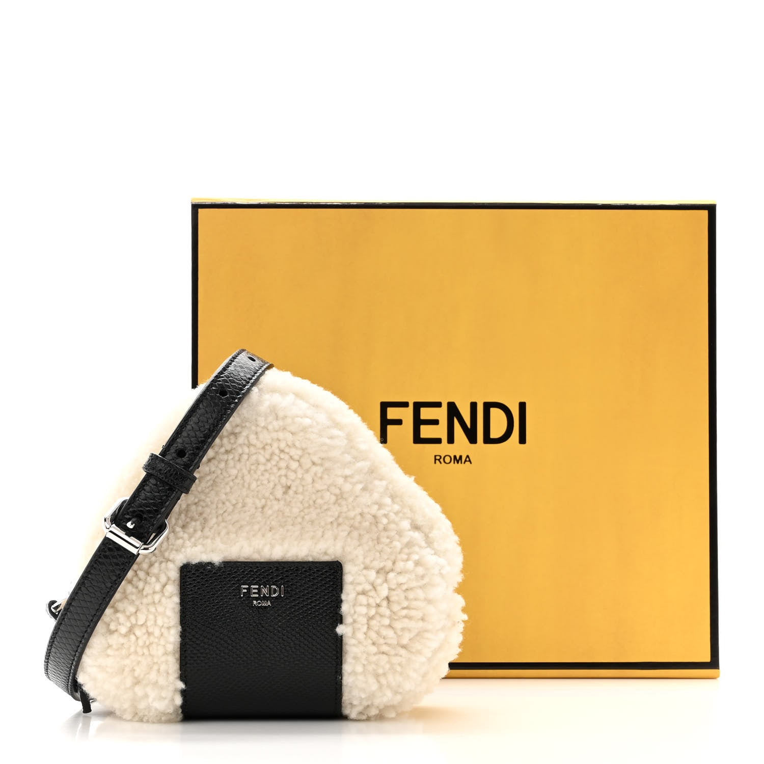 Fendi Sheepskin Karung Miniature Charm White Ice Verde Alga 13 of 13
