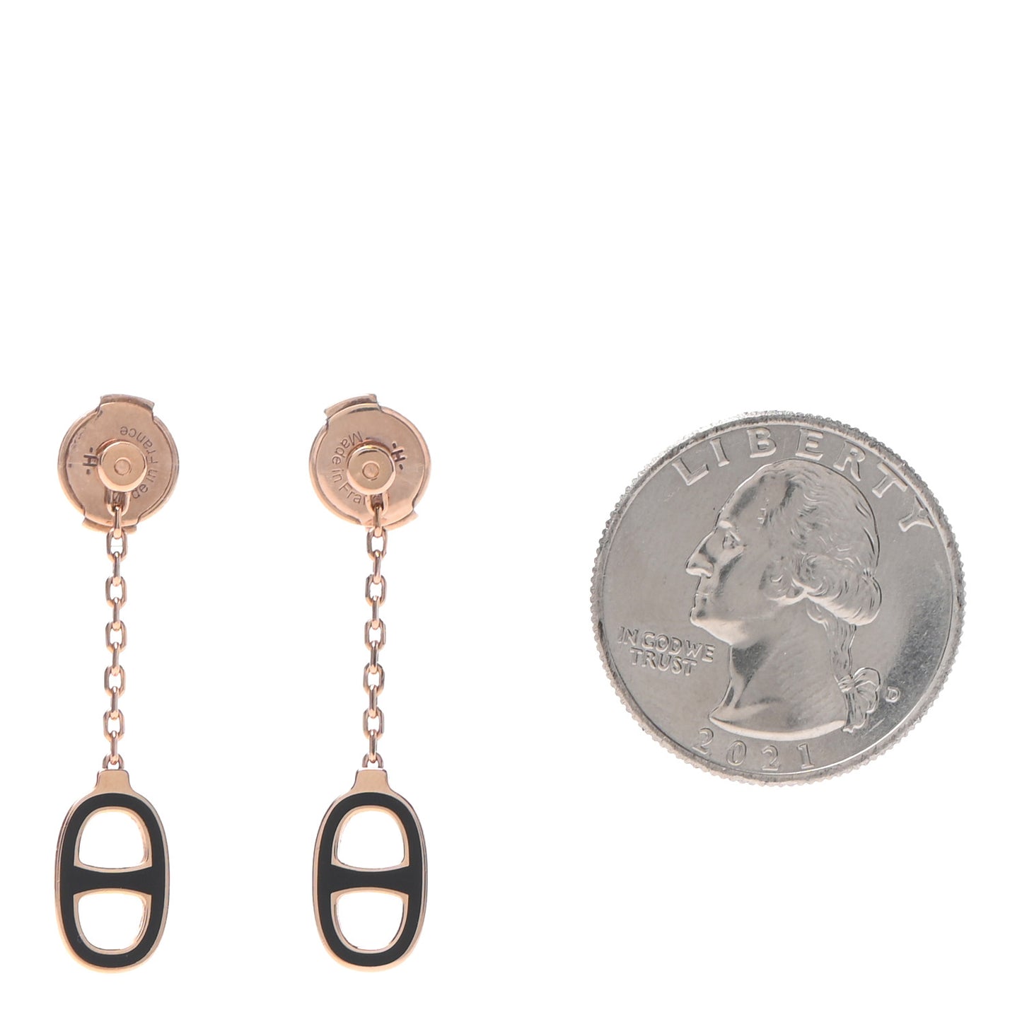Rose Gold Lacquered Farandole Drop Earrings Black