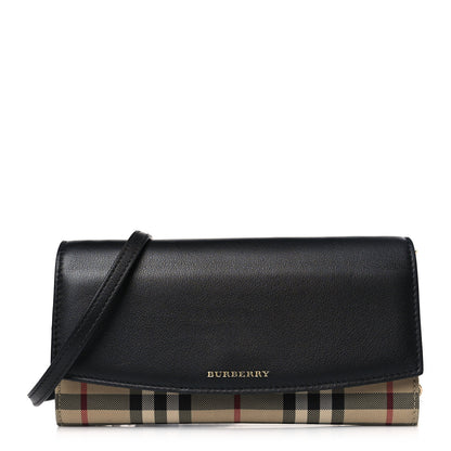 Burberry Calfskin House Check Henley Wallet On Chain Black 1 of 8