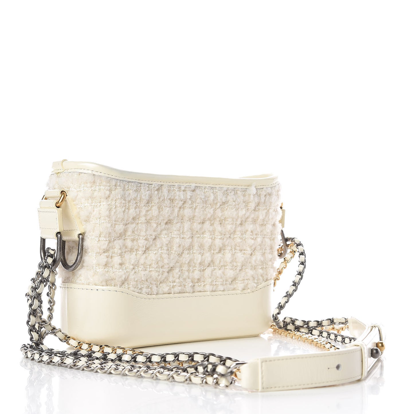Tweed Calfskin Quilted Small Gabrielle Hobo Ivory