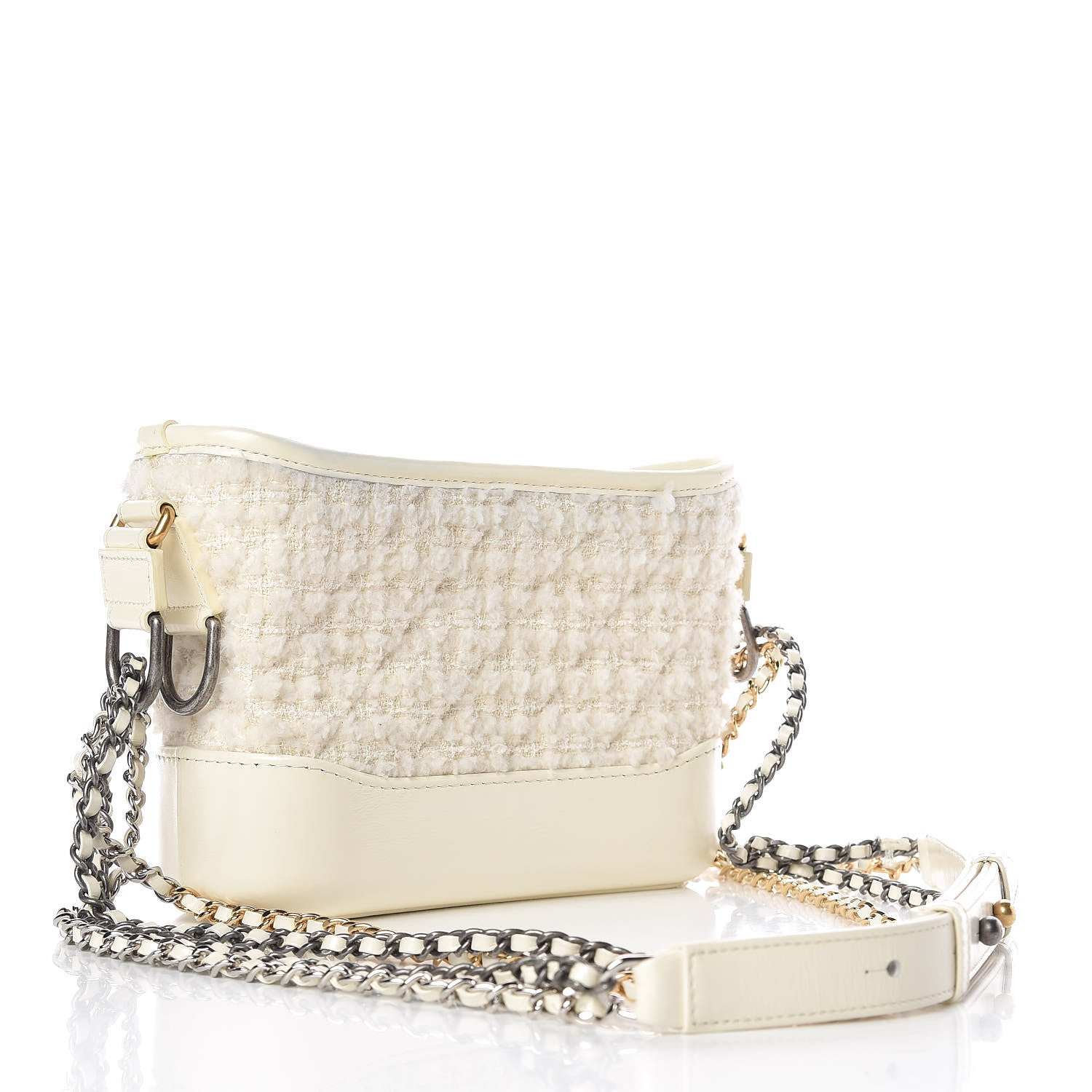 Chanel Tweed Calfskin Quilted Small Gabrielle Hobo Ivory 3 of 10