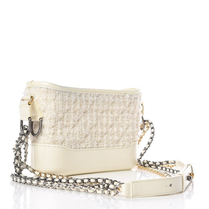 Chanel Tweed Calfskin Quilted Small Gabrielle Hobo Ivory 3 of 10