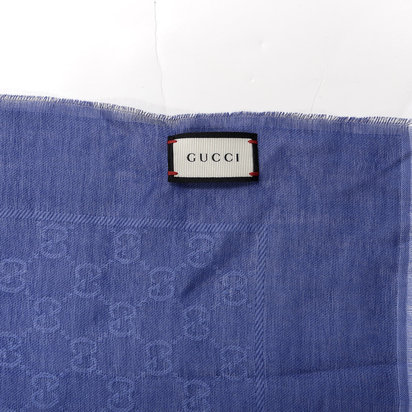 Cotton GG Monogram Summer Sten Fringe Scarf Periwinkle