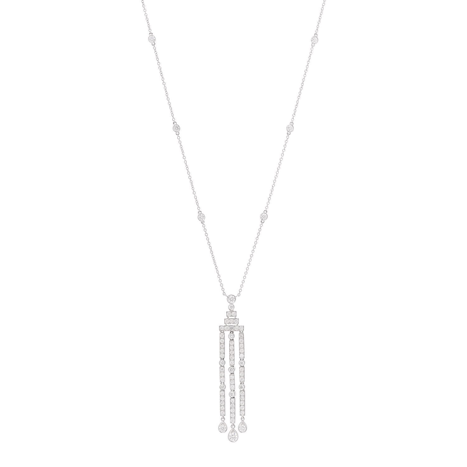 Tiffany Platinum Diamond Jazz Triple Bar Drop Pendant Necklace 1 of 6