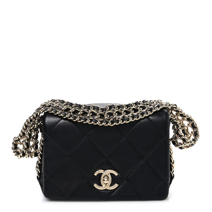 Chanel Lambskin Quilted Mini Chain Rows Flap Black 1 of 10