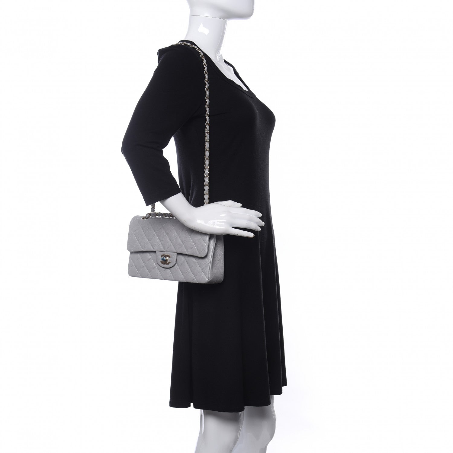 Chanel Caviar Quilted Small Double Flap Grey 2 of 11