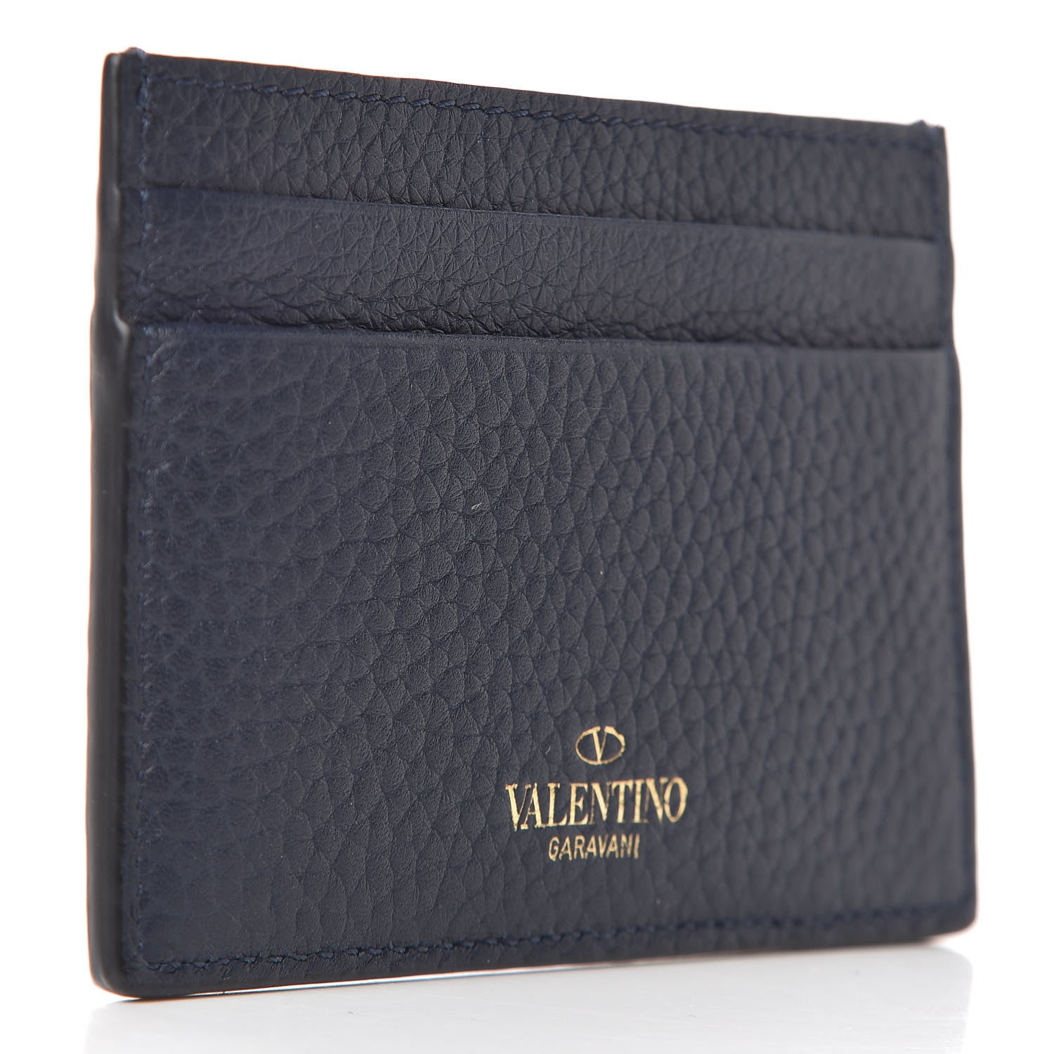 Valentino Garavani Pebbled Calfskin Rockstud Card Holder Dark Blue 3 of 7