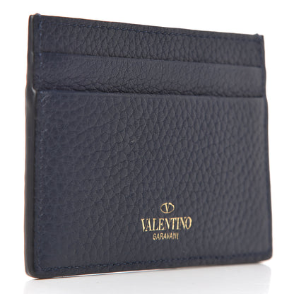 Valentino Garavani Pebbled Calfskin Rockstud Card Holder Dark Blue 3 of 7