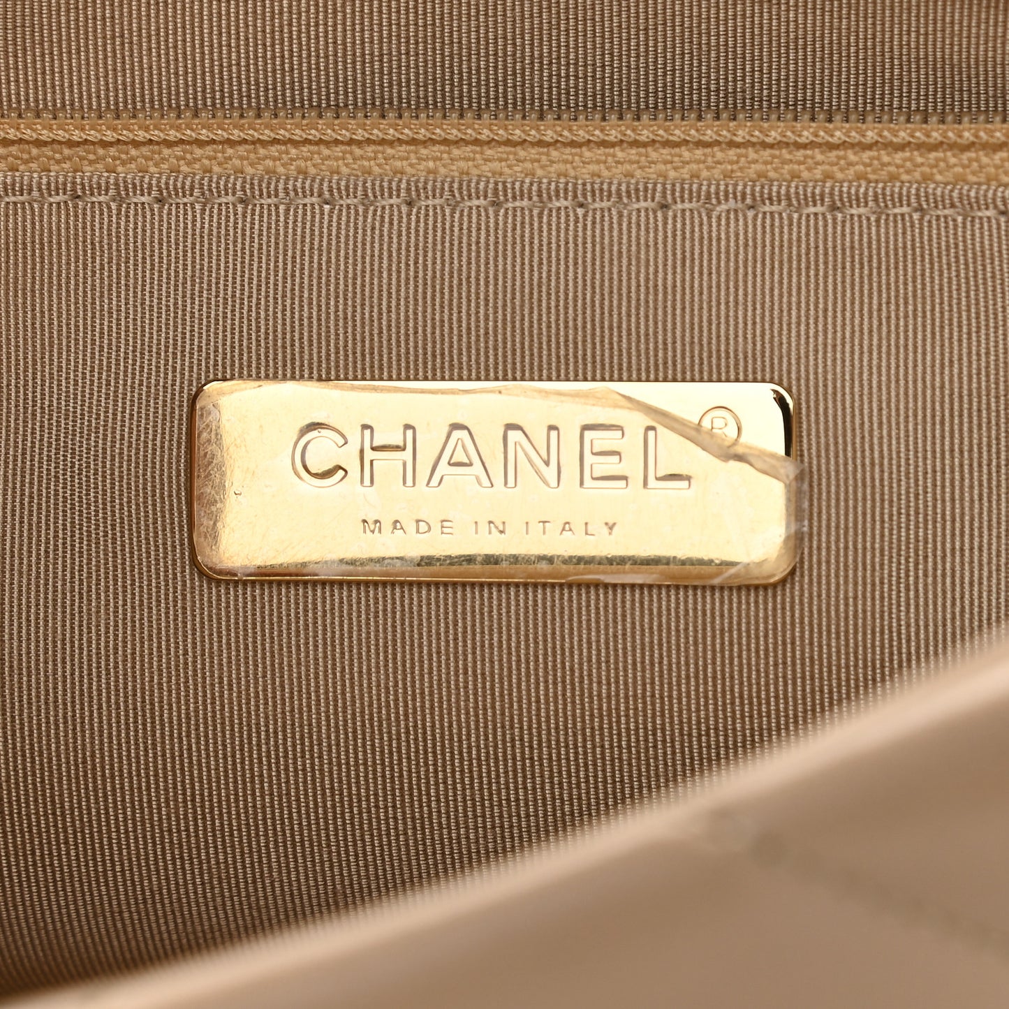 Lambskin Quilted Medium Chanel 19 Flap Dark Beige