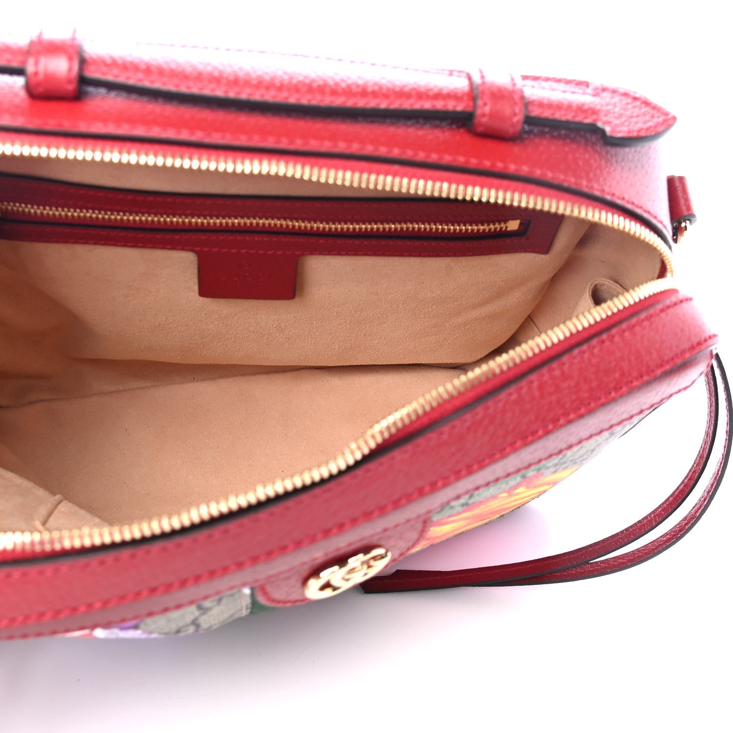 Gucci GG Supreme Monogram Flora Web Small Ophidia Top Handle Shoulder Bag Hibiscus Red 4 of 4