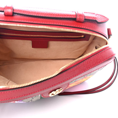 Gucci GG Supreme Monogram Flora Web Small Ophidia Top Handle Shoulder Bag Hibiscus Red 4 of 4