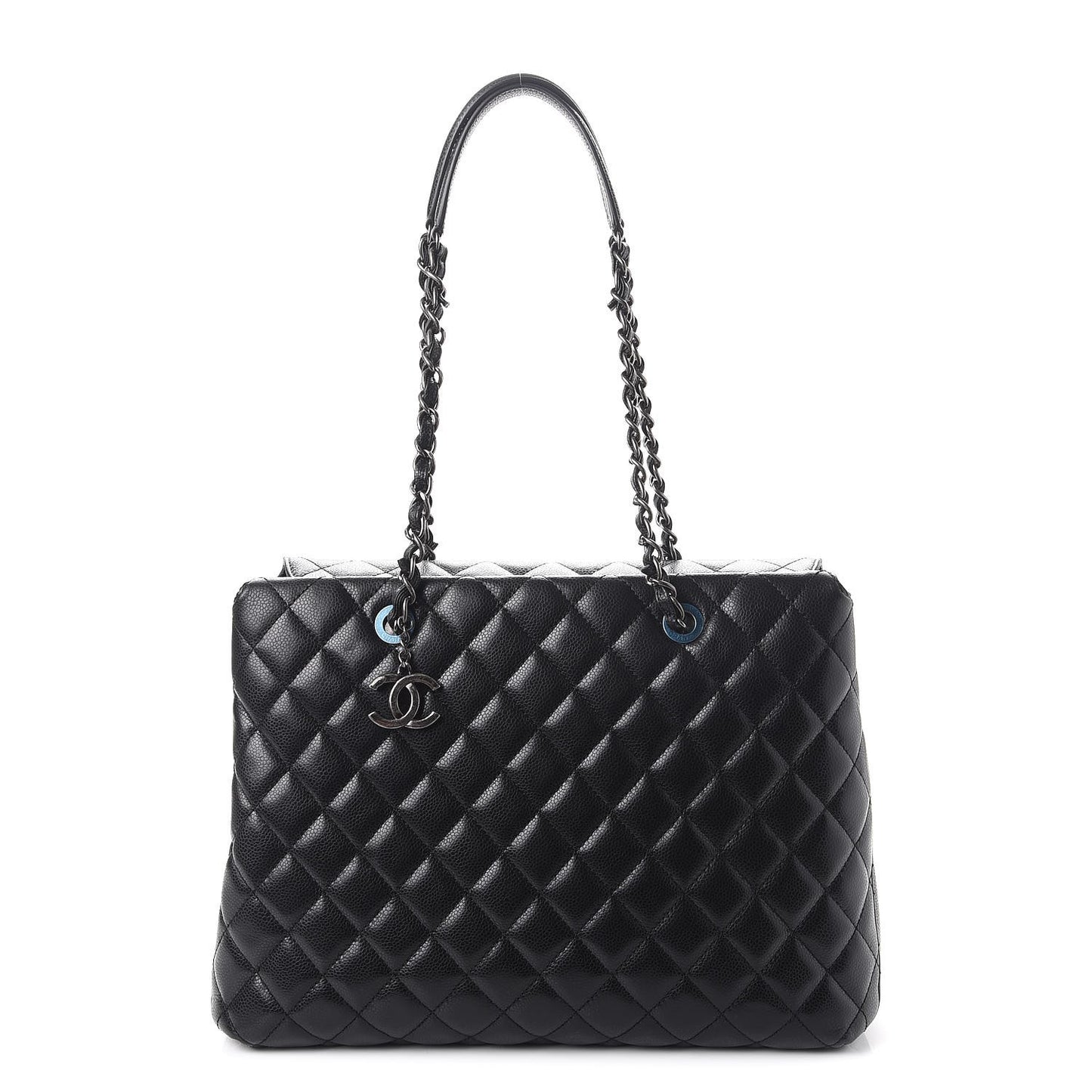 Caviar Quilted City Shopping Tote Black