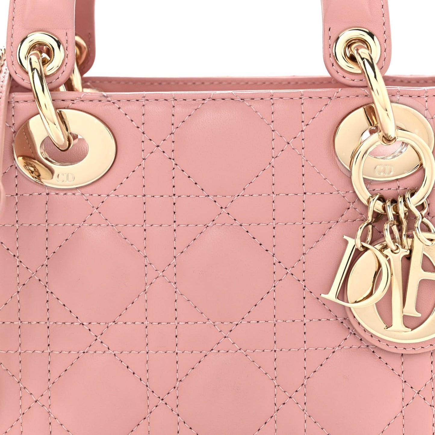 Lambskin Cannage Mini Lady Dior Rose De Vents