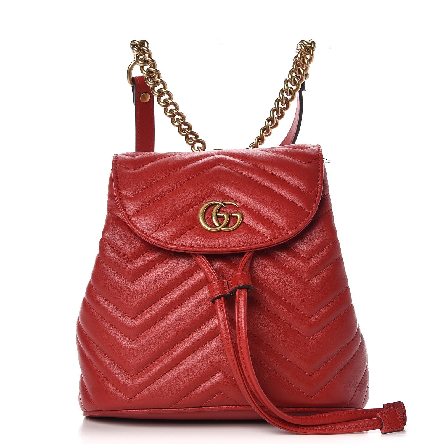 Gucci Calfskin Matelasse GG Marmont Flap Backpack Hibiscus Red 1 of 7