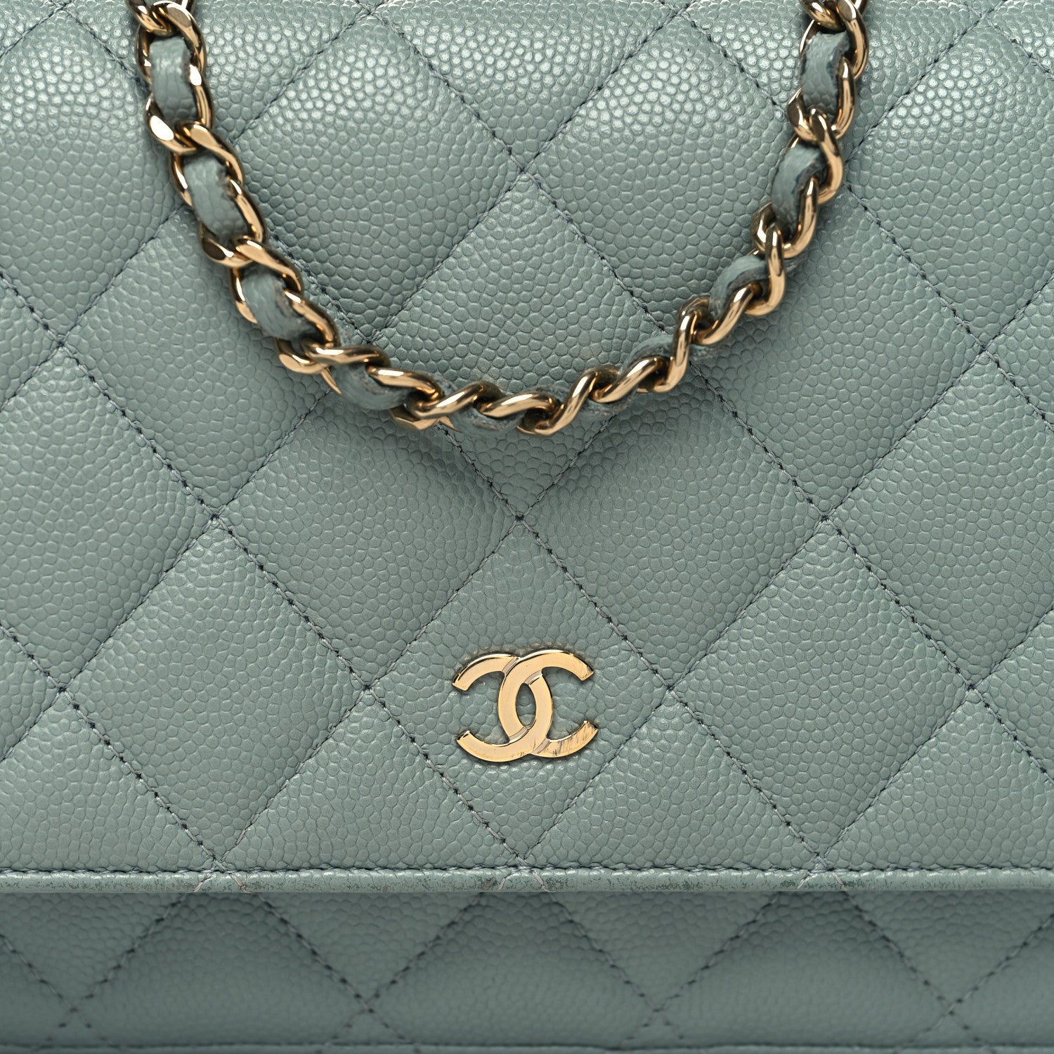 Chanel Caviar Quilted Wallet on Chain WOC Light Blue 9 of 12