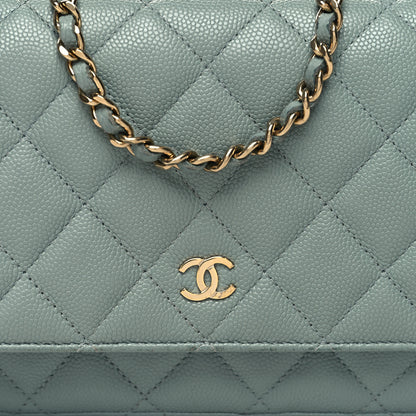 Chanel Caviar Quilted Wallet on Chain WOC Light Blue 9 of 12