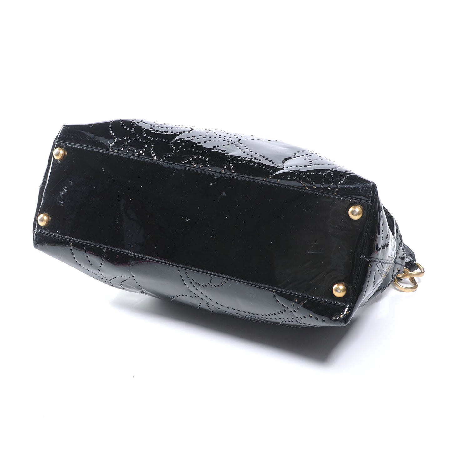 Patent Perforated Camellia Hobo Black