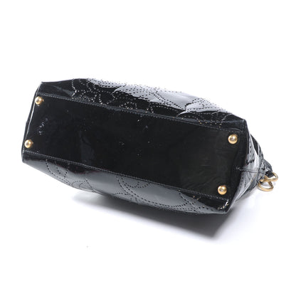Chanel Patent Perforated Camellia Hobo Black 5 of 8