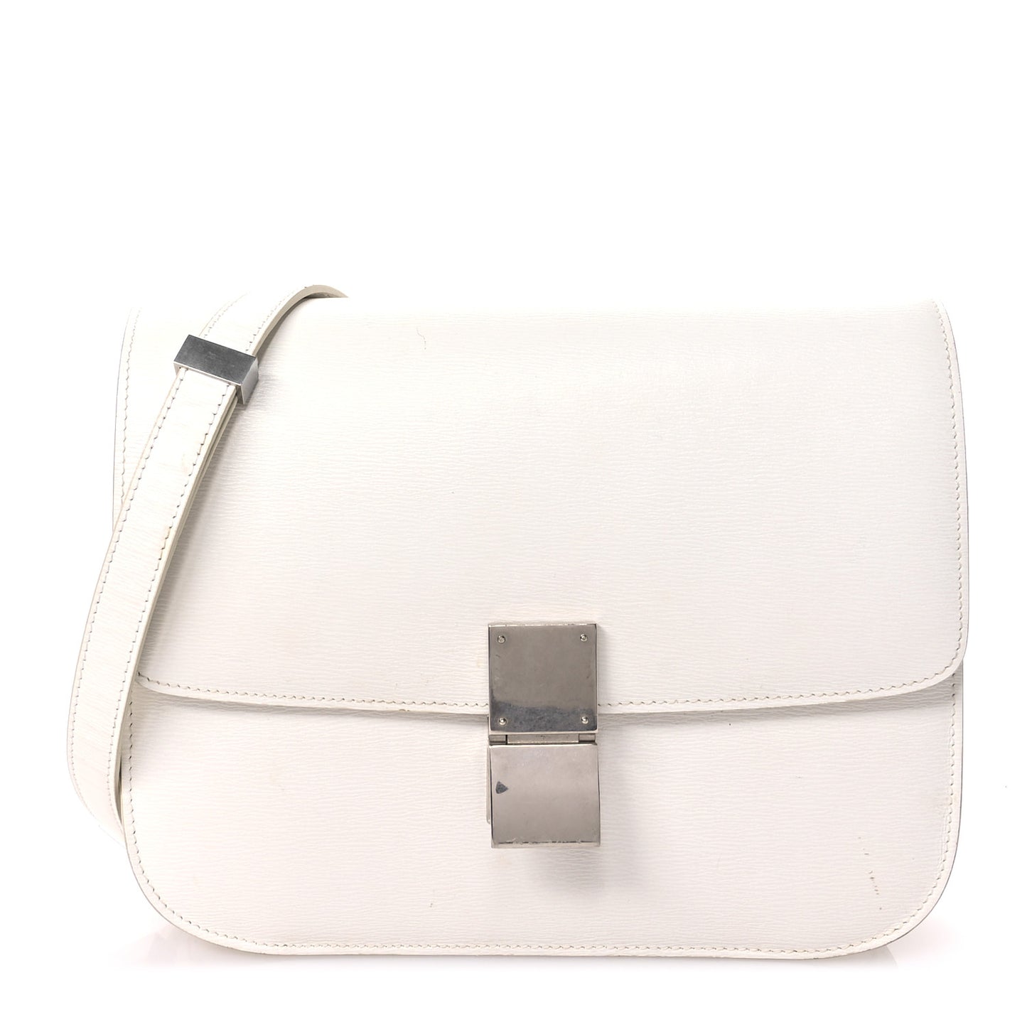 Liege Calfskin Medium Classic Box Flap Bag White