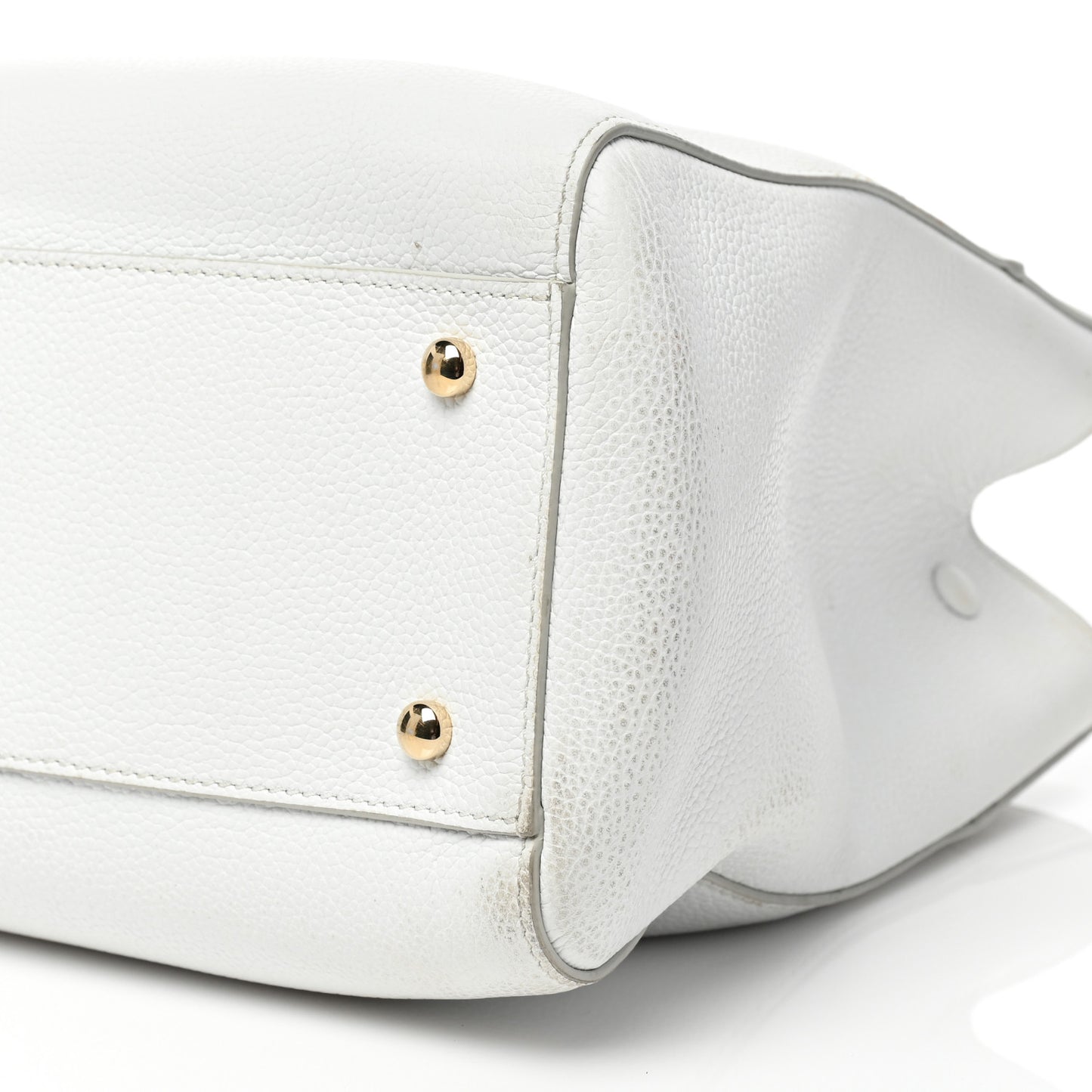 Grained Calfskin Small Neo Executive Shopper Tote White