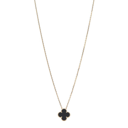 Van Cleef & Arpels 18K Yellow Gold Black Onyx Vintage Alhambra Pendant Necklace 1 of 6