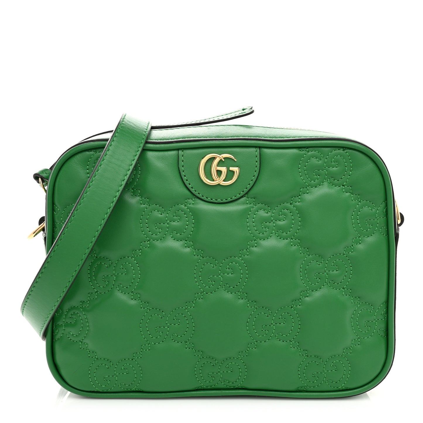 Calfskin GG Matelasse Shoulder Bag Spring Green Natural