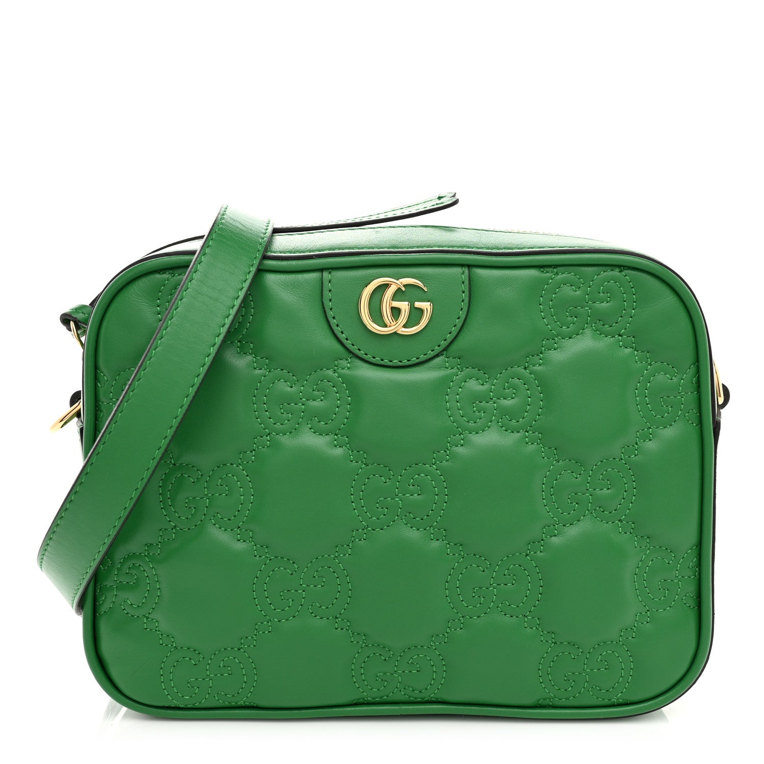 Gucci Calfskin GG Matelasse Shoulder Bag Spring Green Natural 1 of 10