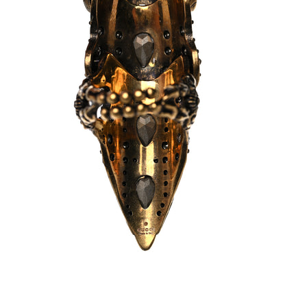 Gucci Metal Crystal Snake Finger Ring Aged Gold 5 of 5