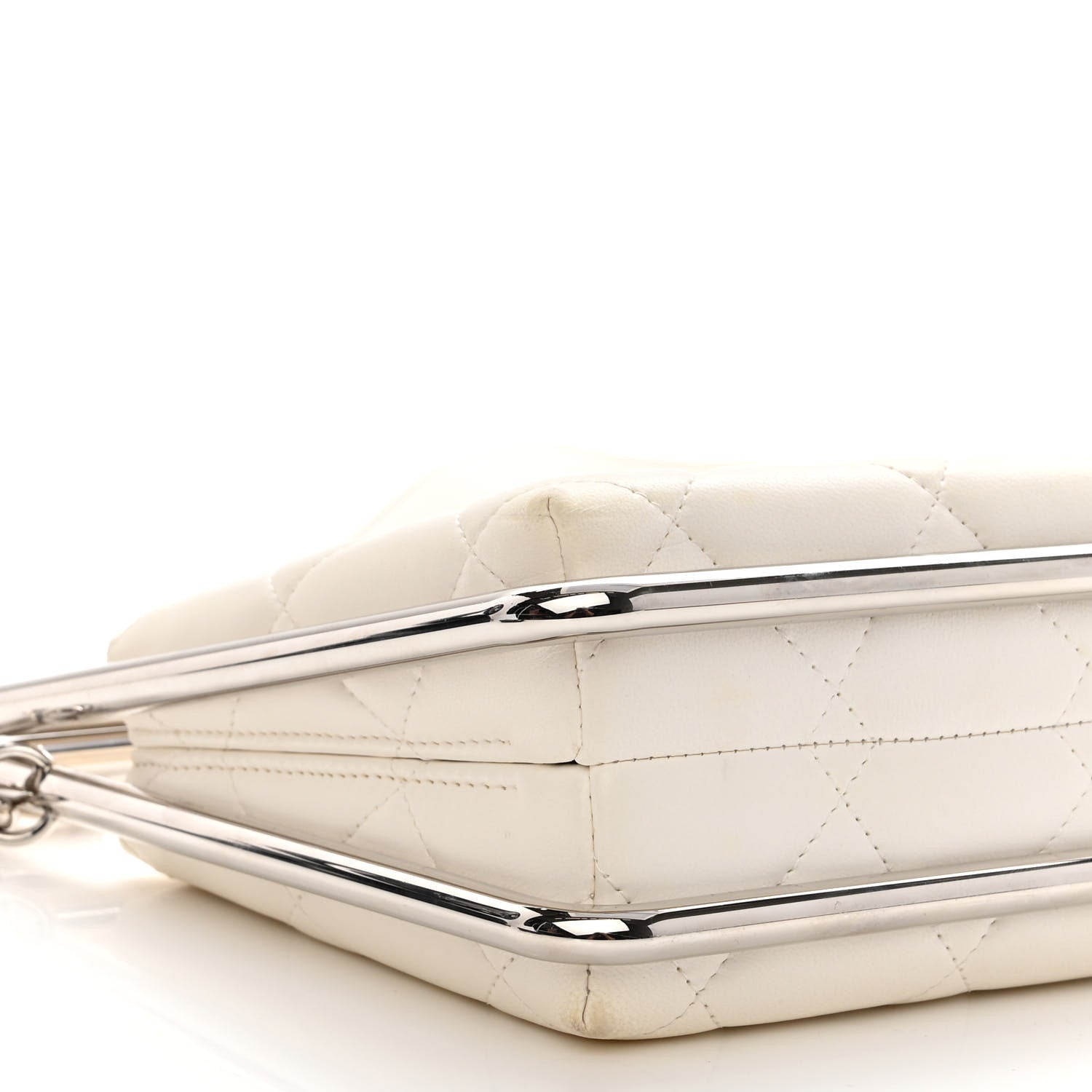 Chanel Quilted Lambskin Metal Bar Clutch Bag White 9 of 12