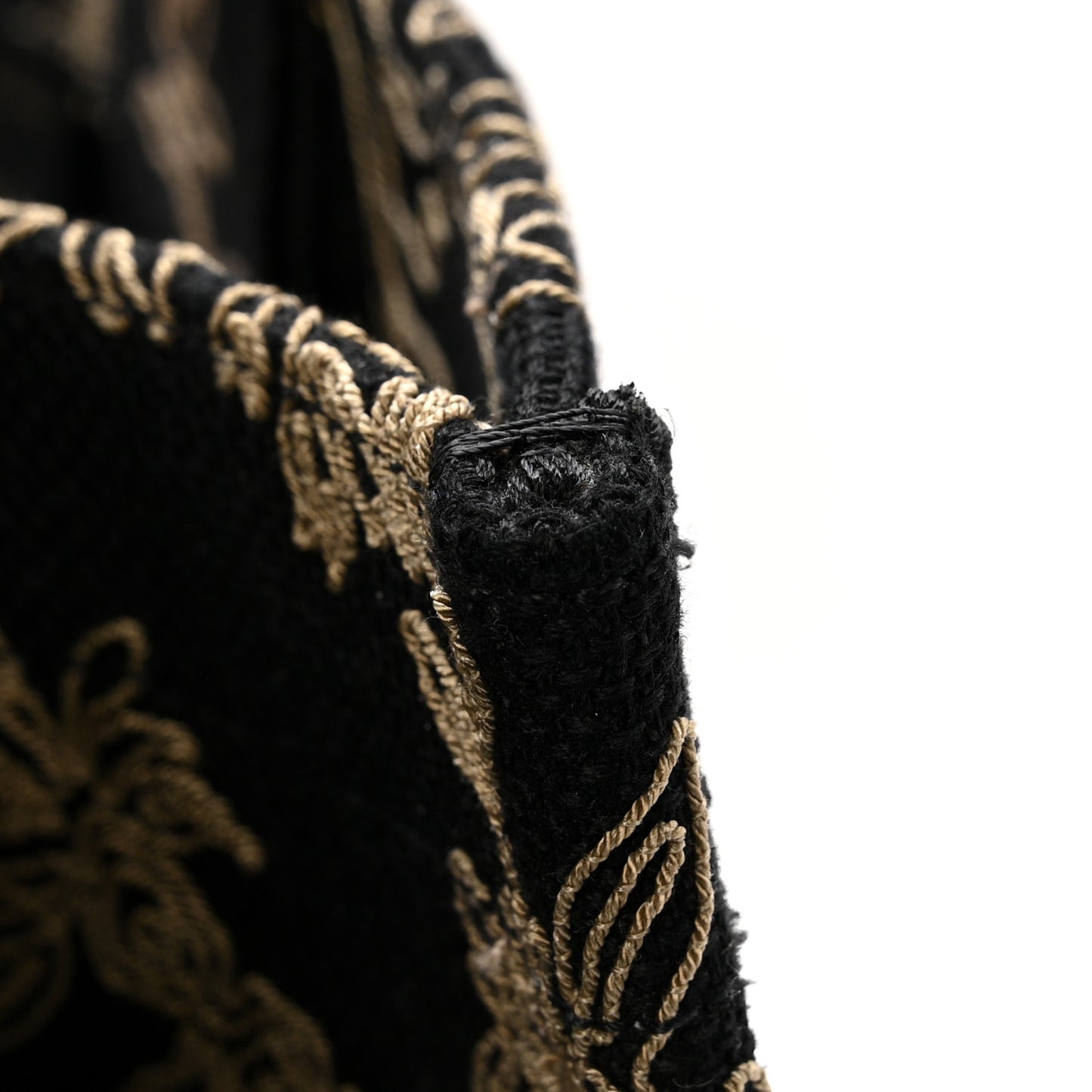 Canvas Embroidered Large Ornamental Cornely Book Tote Black Beige